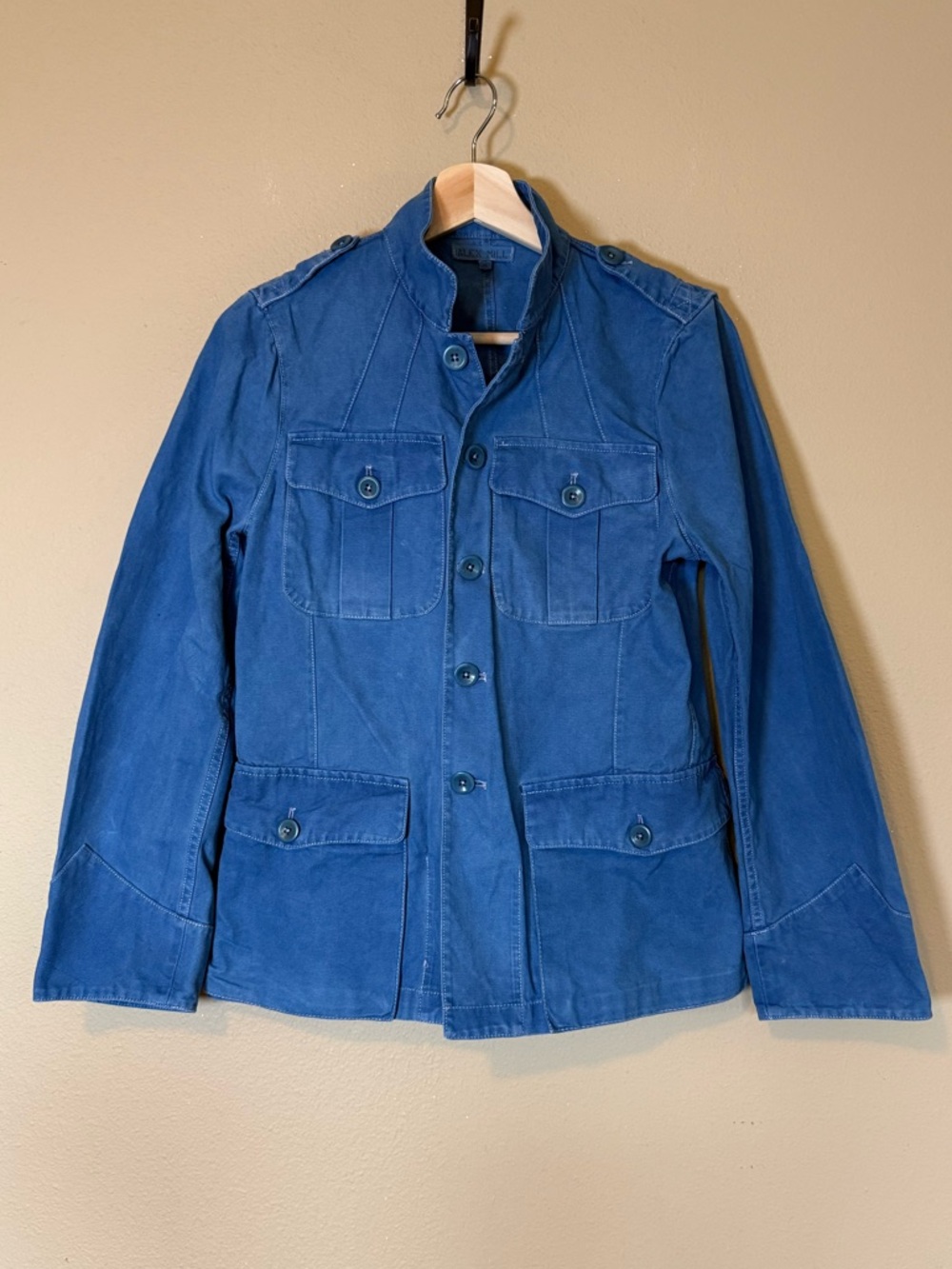Alex Mill Natural Indigo Blue Officers Cotton Button Front Jacket Size Medium - Picture 2 of 7